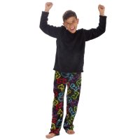 15C670: Boys Plush Top & Super Soft Printed Fleece Lounge Pant- Gaming (9-13 Years)